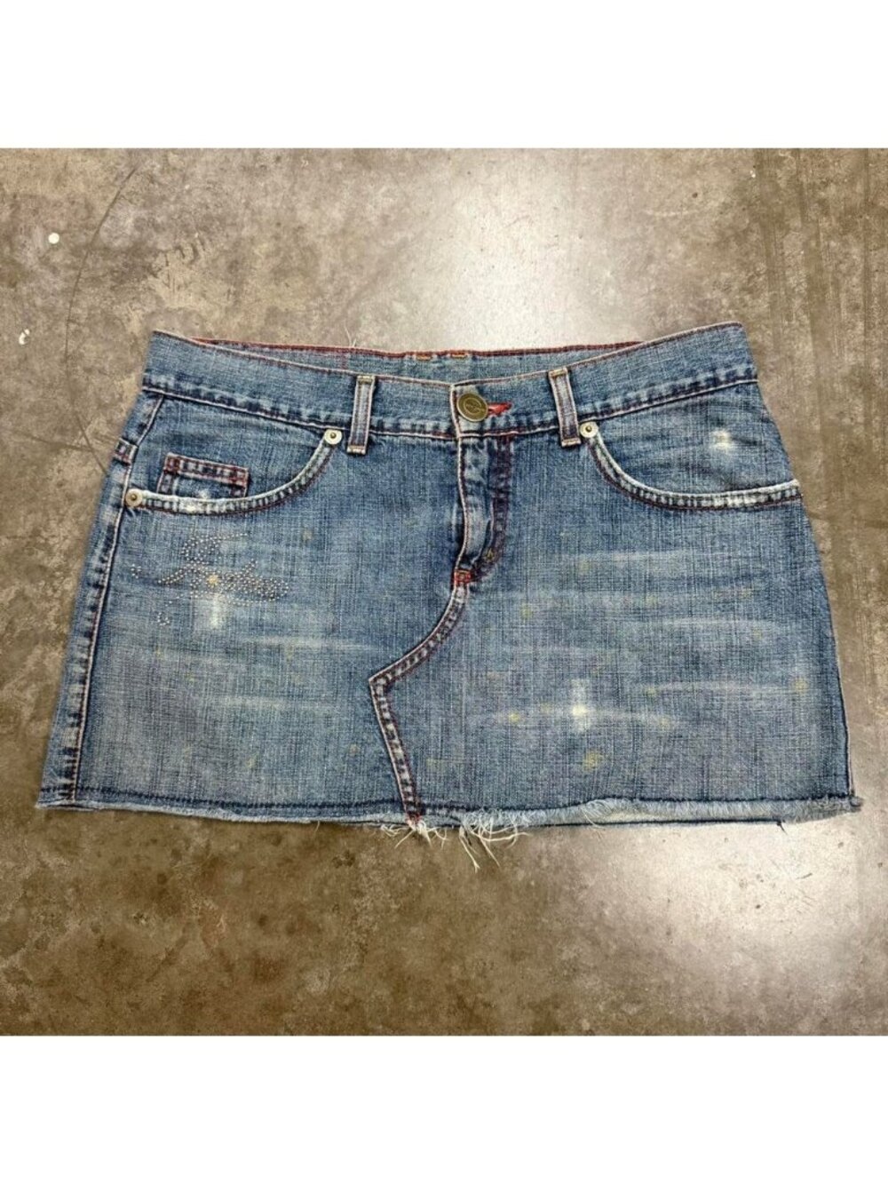 Y2K INDEX Distressed Denim Mini Skirt Size 32